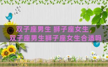 双子座男生 狮子座女生，双子座男生狮子座女生合适吗
